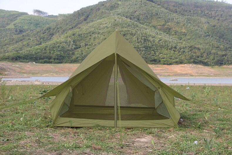 Cheap Goat Tents Outdoor Camping Retro Tent 2 Person Self Driving Camping Protection against Heavy Rain Cabin Type A  Shaped Tent Oxford Cloth   